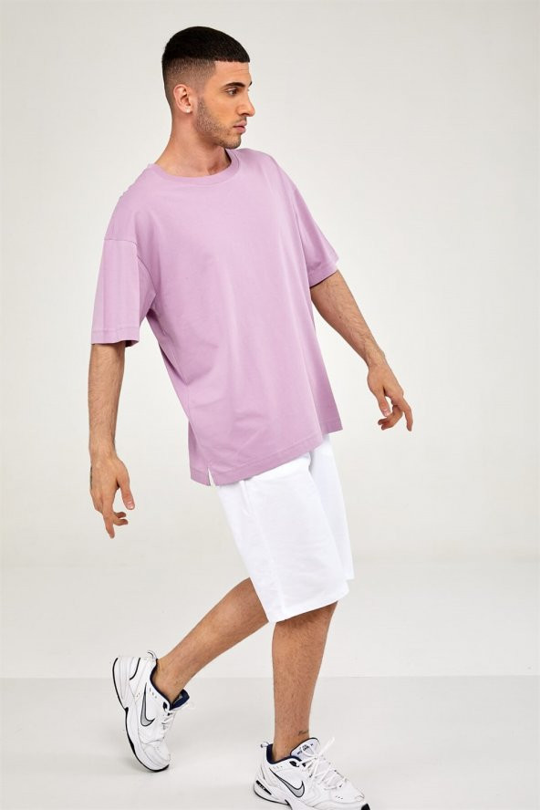 Oversize Erkek Tshirt-LİLA - Resim 2