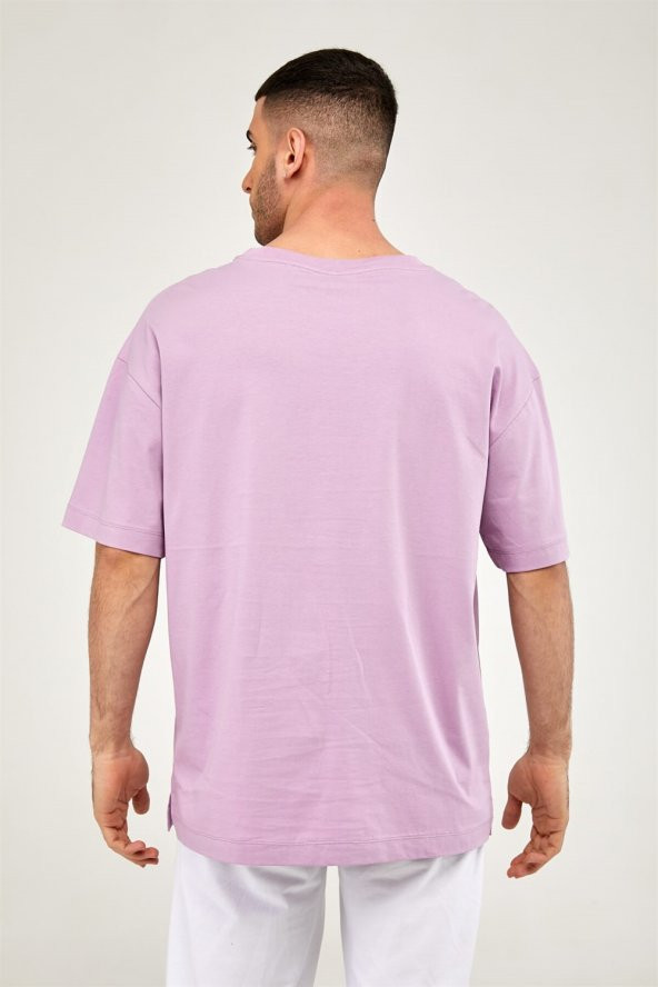Oversize Erkek Tshirt-LİLA - Resim 6