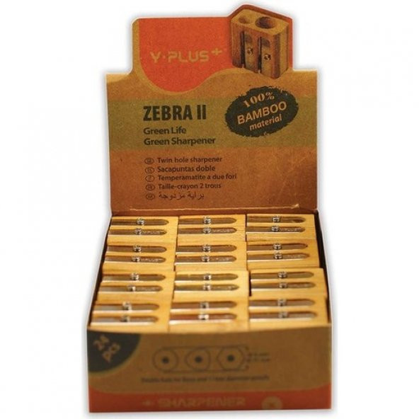 Woody Çift Bıçaklı Bambu Kalemtıraş - Zebra II Y-Plus ürün görseli 1