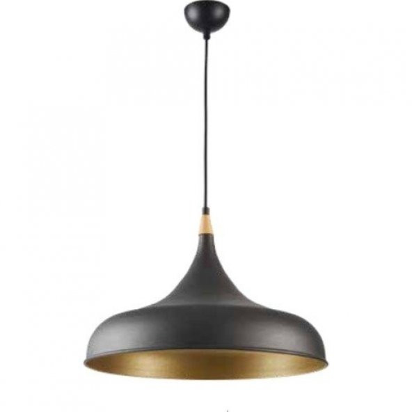 MylightS Retro 43 cm Siyah Içi Sarı Metal Sarkıt Avize ürün görseli 1