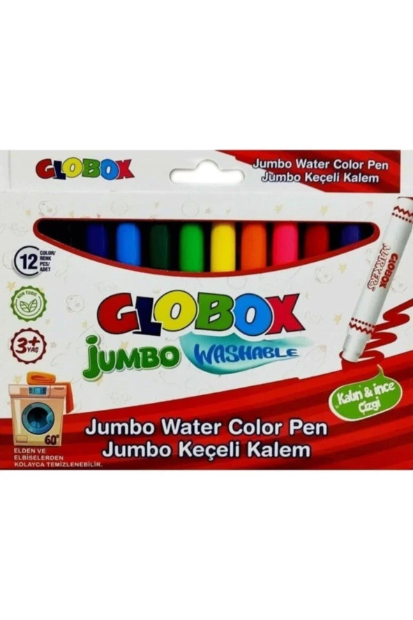 Globox Yıkanabilir Jumbo Keçeli Kalem 12 Renk ürün görseli 1