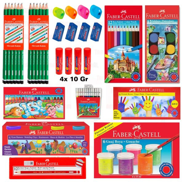 FABER CASTEL KURU SULU PASTEL GUAJ PARMAK KALEM SİLGİ BOYA SETİ ürün görseli 1