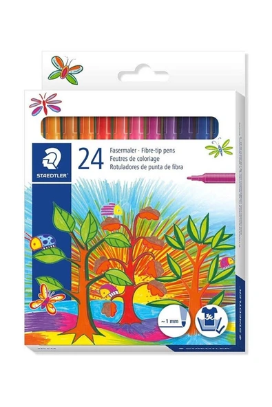 Staedtler Keçeli Kalem 1 mm 24 Renk Karton Kutu ürün görseli 1