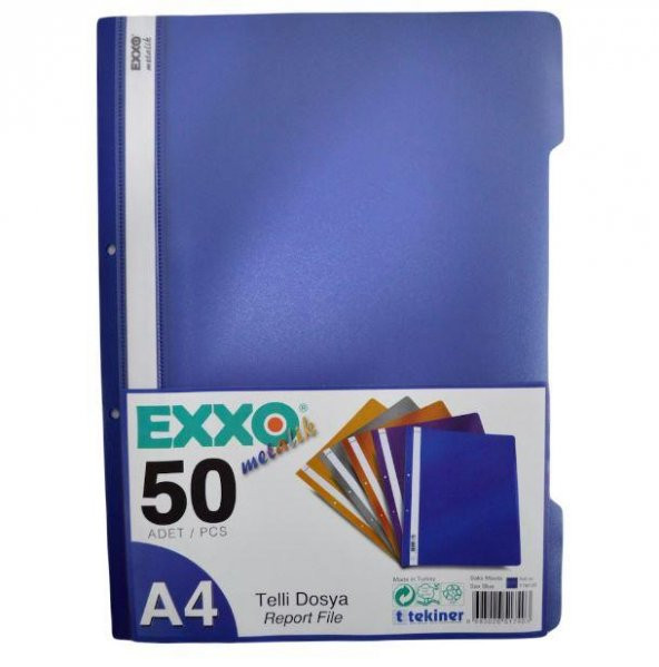 EXXO TELLI DOSYA METALIK SAKS MAVISI 50 LI ürün görseli 1
