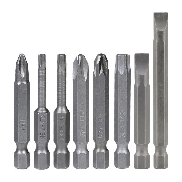 Klytek Matkap Bits Uç Vidalama Ucu Düz Yıldız Torx Uç (8 PARÇA) - Resim 2