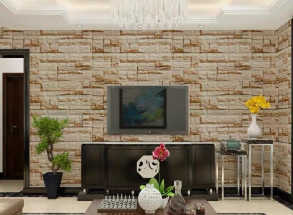 Renkli Duvarlar TV Arkası Kendinden Yapışkanlı 3D Duvar Kağıdı Paneli NW107 ürün görseli 1