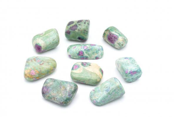HAKİKİ TAMBURLU DOĞAL RUBY ZOİSİT ANYOLİT TAŞI KAYA PARÇASI 1.KALİTE ürün görseli 1