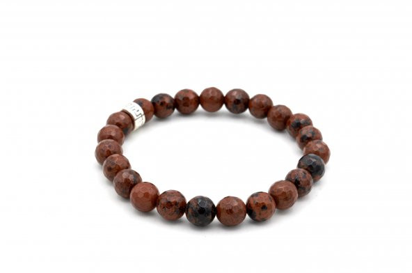 HAKİKİ FASET KESİM DOĞAL MAHOGANY OBSİDYEN BİLEKLİK 1.KALİTE ürün görseli 1
