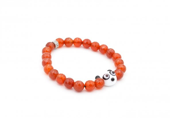 PANDA TASARIM FASET KESİM DOĞAL KIRMIZI AKİK BİLEKLİK 003 ürün görseli 1