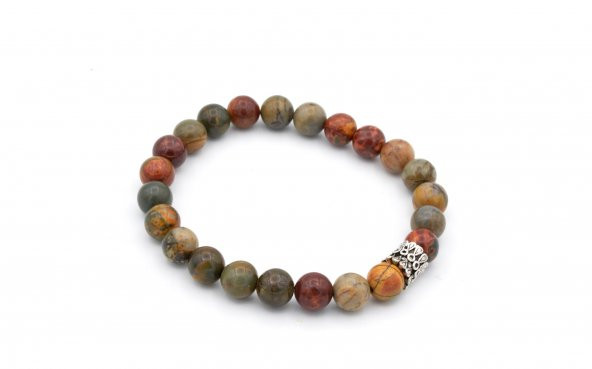 HAKİKİ DOĞAL PİCASSO JASPER TAŞI BİLEKLİK 1.KALİTE DOĞAL TAŞ ürün görseli 1