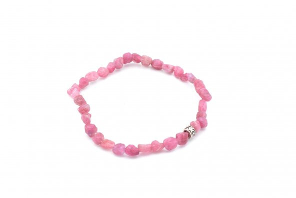 HAKİKİ AMORF KESİM DOĞAL PEMBE TURMALİN TAŞI BİLEKLİK ürün görseli 1