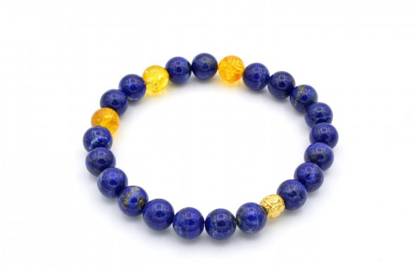 DOĞAL LAPİS LAZULİ VE SİTRİN TAŞI BİLEKLİK 1.KALİTE 001 ürün görseli 1