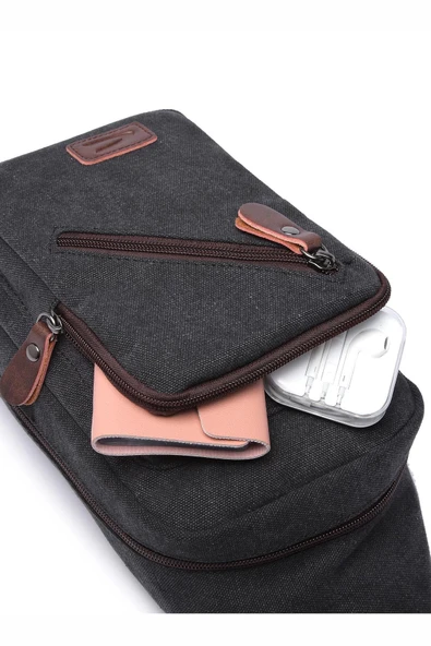 Siyah Unisex Body Bag - Resim 7