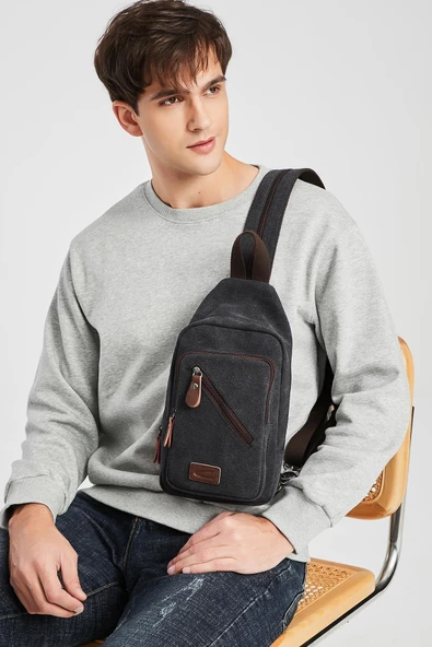 Siyah Unisex Body Bag - Resim 5