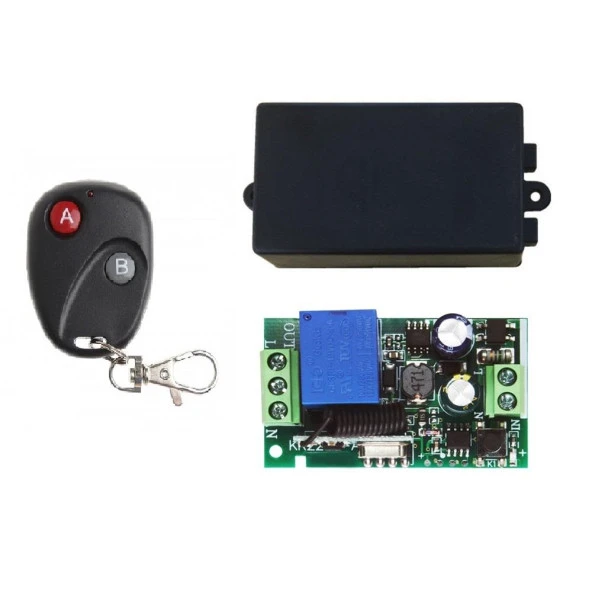 RF Uzaktan Kumandalı Röle 220V 1 Kanal 10A RF Alıcı Verici Transmitter Receiver Dikdörtgen ürün görseli 1