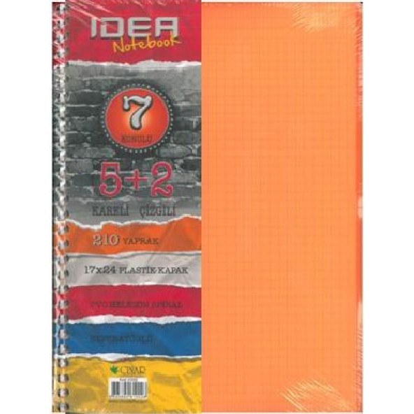 Çınar Idea 17x24 210 Yaprak 5+2 Ayraçlı Defter PP Kapak ürün görseli 1
