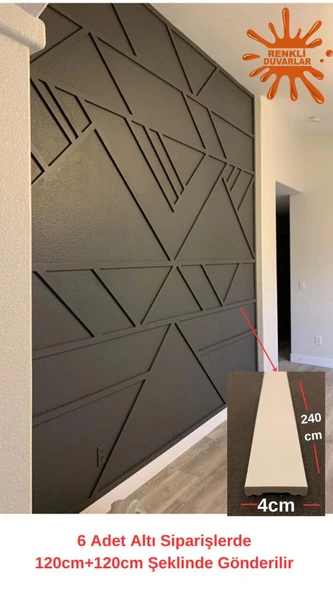 Renkli Duvarlar Boyanabilir Beyaz Düz Duvar Çıtası Dekoratif 4 cm x 240 cm ürün görseli 1