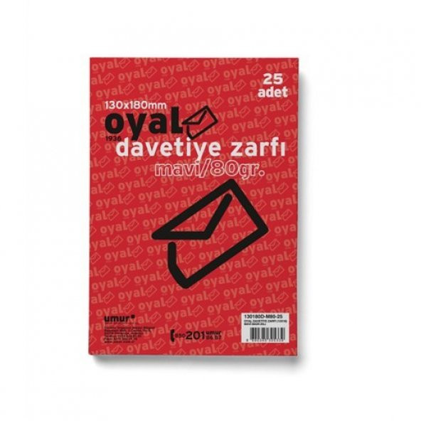Oyal Davetiye Zarfı 13x18 Mavi 80Gr 25li ürün görseli 1