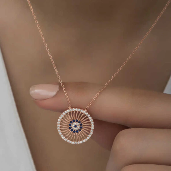 ​Gümüş Rose Nazar Kadın Kolye ürün görseli 1