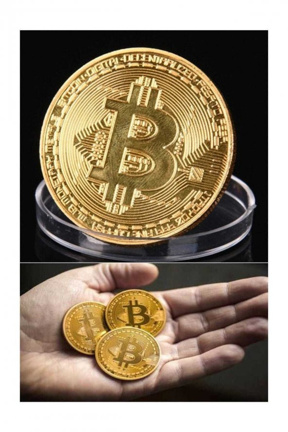3 Adet Bitcoin Madeni Para Altın Rengi Hatıra Koleksiyon Değerli Kutulu ürün görseli 1