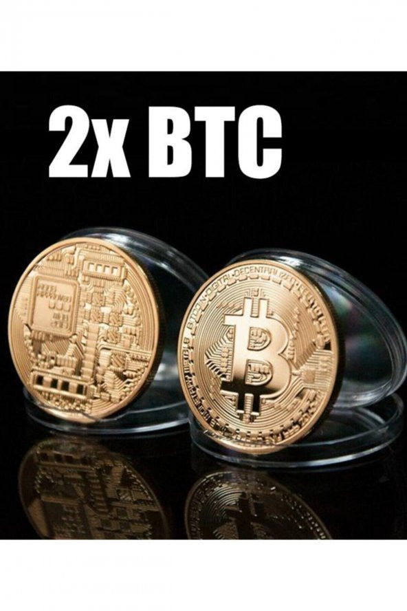 2 Adet Bitcoin Madeni Para Altın Rengi Hatıra Koleksiyon Değerli Kutulu (2x) ürün görseli 1