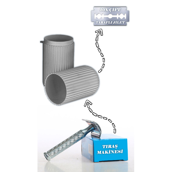 RAZOR PASLANMAZ TIRAŞ MAKİNESİ  + SAKLAMA KABI + 10X ÇİFT TARAFLI JİLET ürün görseli 1