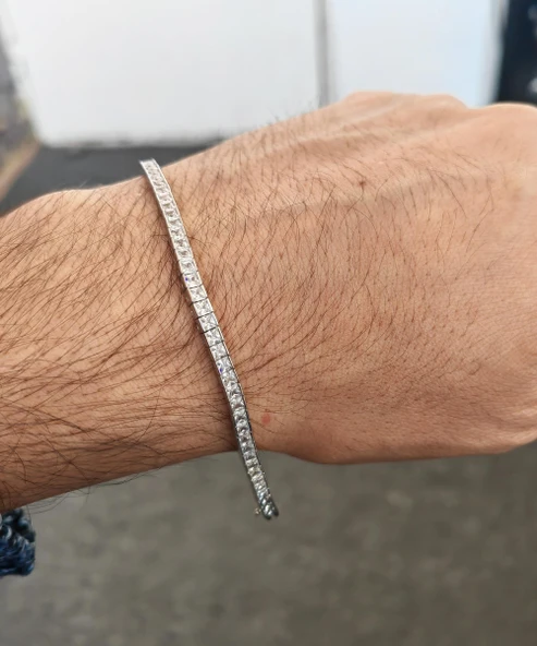 Beyaz Taşlı Gümüş Choker Kolye - Resim 6