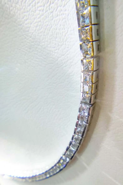 Beyaz Taşlı Gümüş Choker Kolye - Resim 2