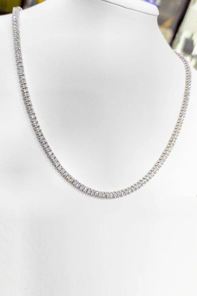 Beyaz Taşlı Gümüş Choker Kolye ürün görseli 1