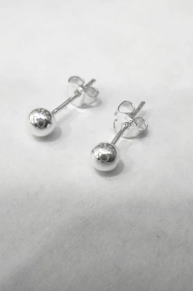4 mm Gümüş Top Küpe - Resim 4