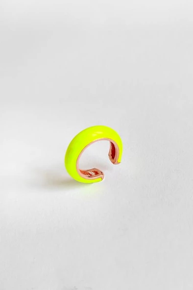 Neon Sarı Mineli Gümüş Kıkırdak Küpe - Resim 3