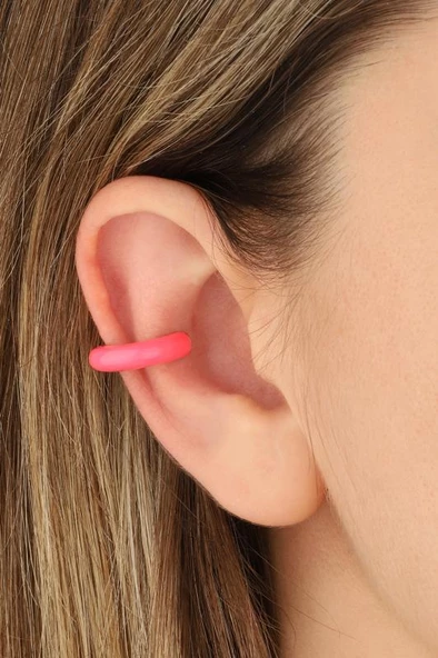Pembe Neon Mineli Gümüş Kıkırdak Küpe ürün görseli 1