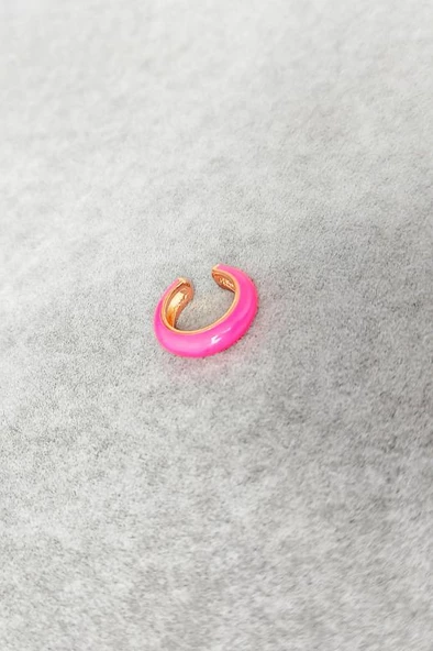 Pembe Neon Mineli Gümüş Kıkırdak Küpe - Resim 2