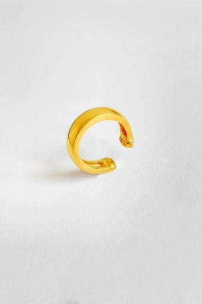 Oval Taşsız Gümüş Kıkırdak Küpe - Resim 3