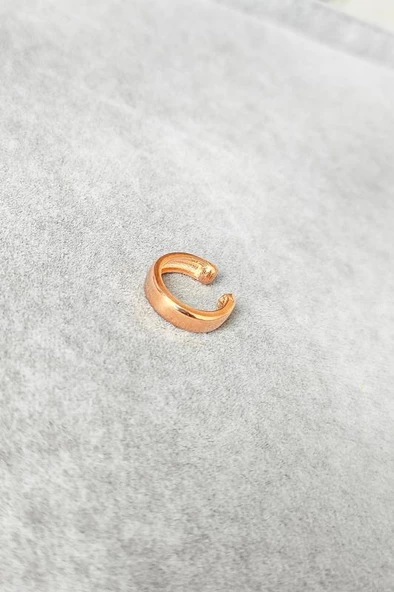 Oval Taşsız Gümüş Kıkırdak Küpe - Resim 2