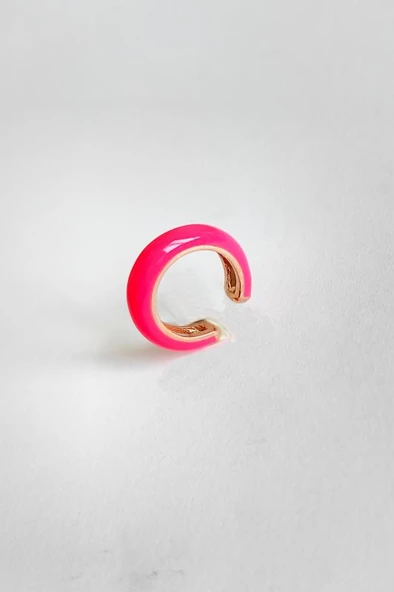 Pembe Neon Mineli Gümüş Kıkırdak Küpe - Resim 3