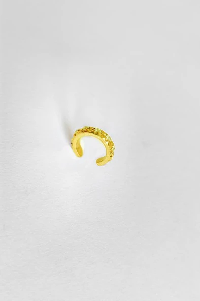 Taşlı Oval Gümüş Kıkırdak Küpe - Resim 4