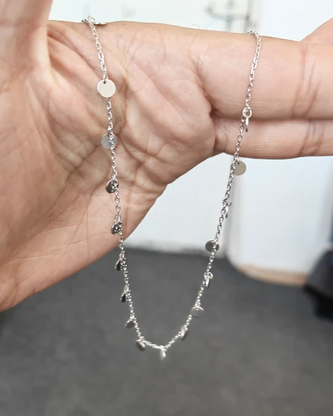 Sallanıtı Pullu Gümüş Kolye - Resim 5