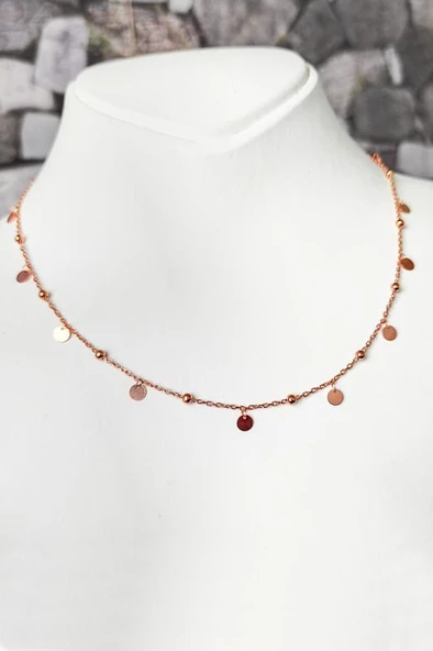 Topçuklu Pullu Sallantı Gümüş Kolye - Resim 4