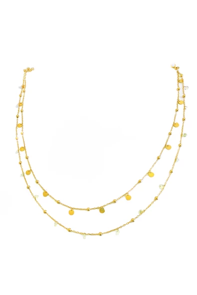 Sarkık Pullu Taşlı 2’li Gümüş Choker Kolye - Resim 3