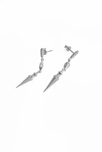 Sallantılı Gümüş Çivi Küpe - Resim 4