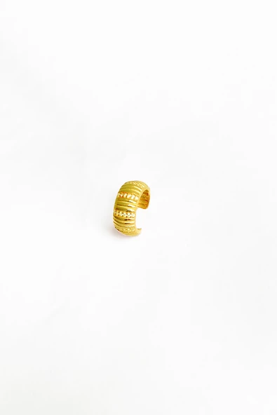 Kalın Taşlı Gümüş Ear Cuff Küpe - Resim 3