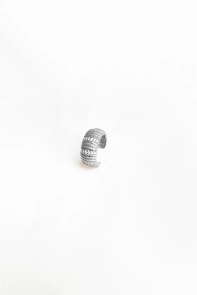 Kalın Taşlı Gümüş Ear Cuff Küpe - Resim 2