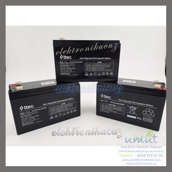 TTEC 12v 7ah Kuru Tip Akü  12 VOLT 7 AMPER AKÜ - BAKIMSIZ ŞARJ EDİLEBİLİR PİL. ürün görseli 1