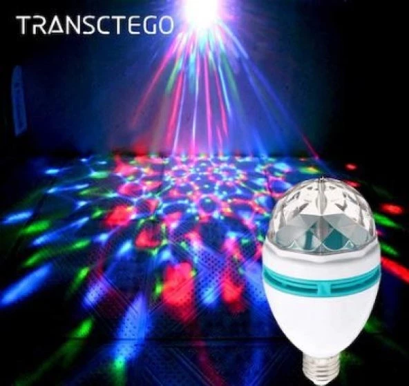 Led Kristal Disko Işığı Ampul Dönen Strobe Çok Değişen Renk Döner Ampul E27 Duylu Disko Topu ürün görseli 1