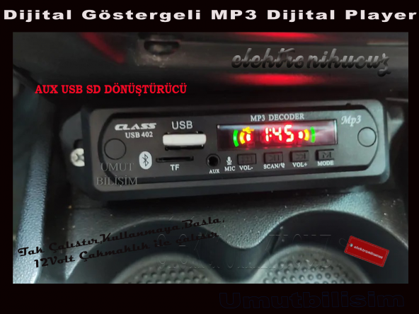 Oto Teyp Dönüştürücü Aux Girişli Bluetooth Sd Kart Usb ürün görseli 1