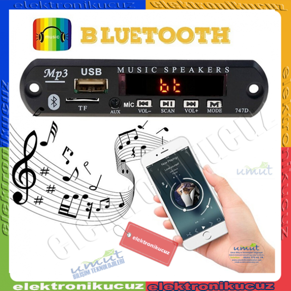 Bluetooth Araç Aux Usb Çalar Mp3 Modulü Usb Sd Oto Teyp Modulü 12 Volt Ile Çalışır ürün görseli 1