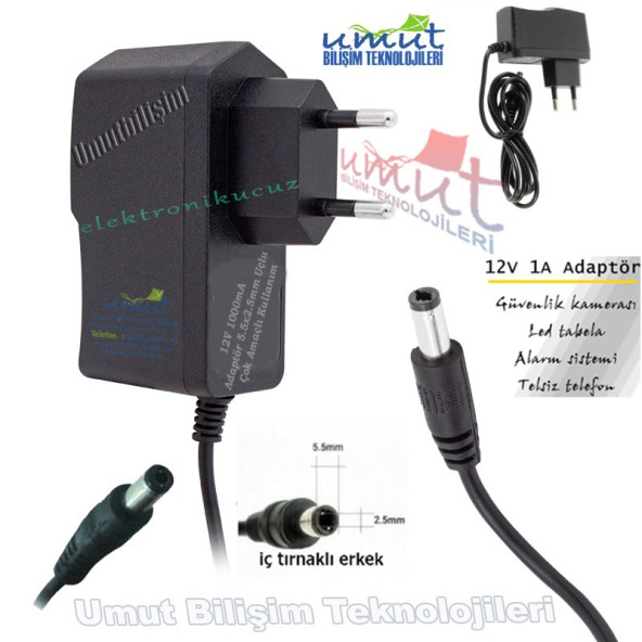 Arduino 12 Volt 1 Amper Adaptör Dve Marka 12v 1a Modem Kuluçka Adaptörü ürün görseli 1