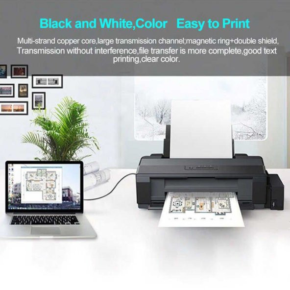 USB Printer Kablosu 1.5 Metre (USB2.0) - SİYAH - Resim 4