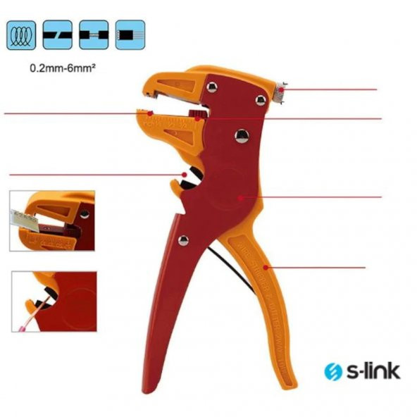 KABLO KESME ve SOYMA ALETİ 0.2mm - 6mm (S-LINK SL-170A), SL-170A 0,2-6mm KABLO SOYMA ve KESME PENSESİ ürün görseli 1
